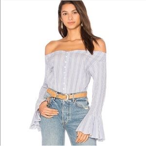 Free People Blue Combo Button Down